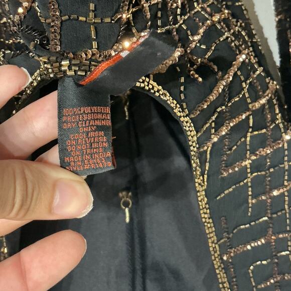 Raga Black Beaded Midnight Kiss Open Back Romper Sz M - Picture 7 of 11